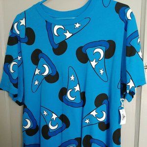 Disney Mickey Mouse Ears Sorcerer Hat All Over Blue Large T-Shirt